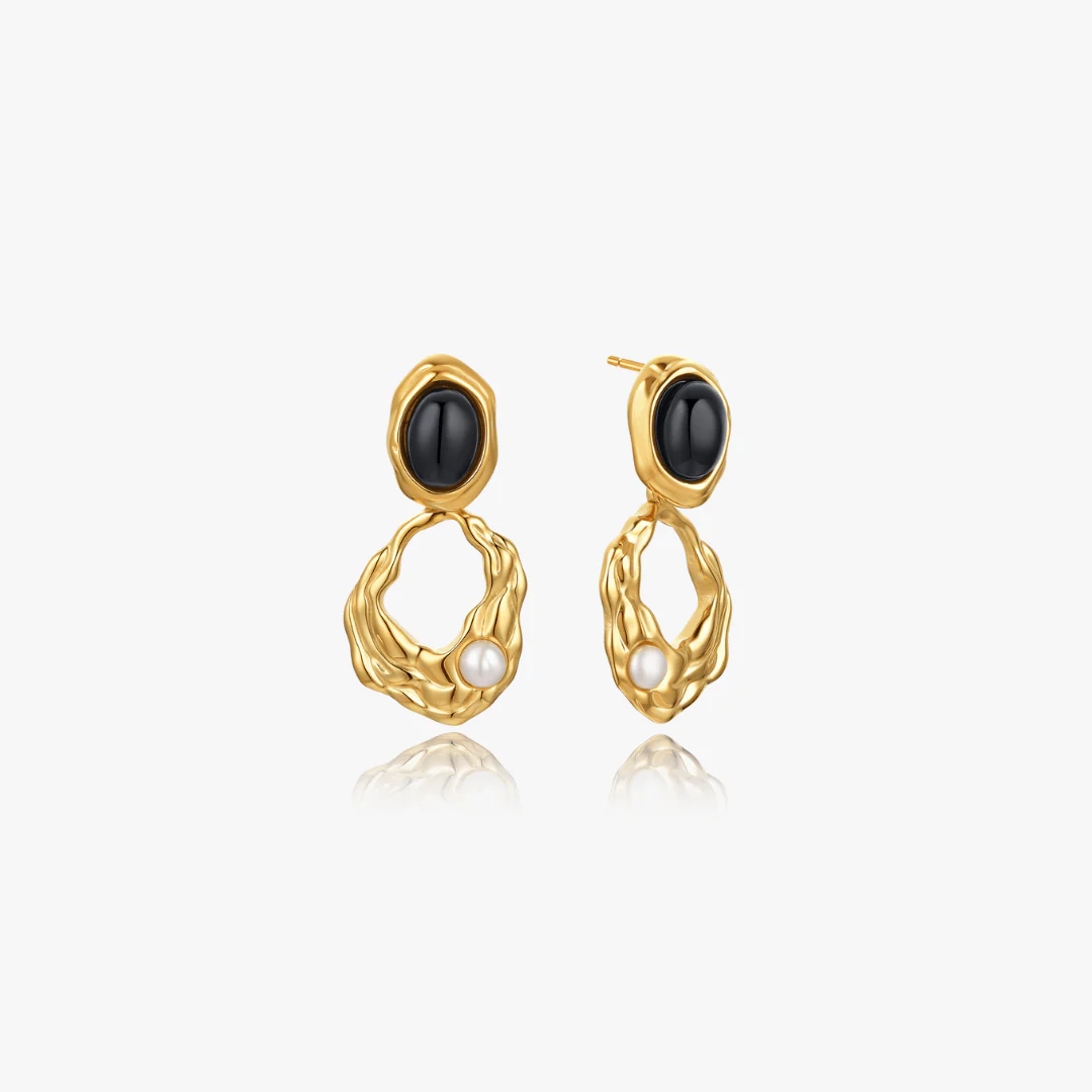 Kaia Molten Drop Earrings With Pearl - Image 5
