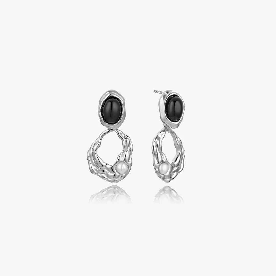 Kaia Molten Drop Earrings With Pearl - Image 6