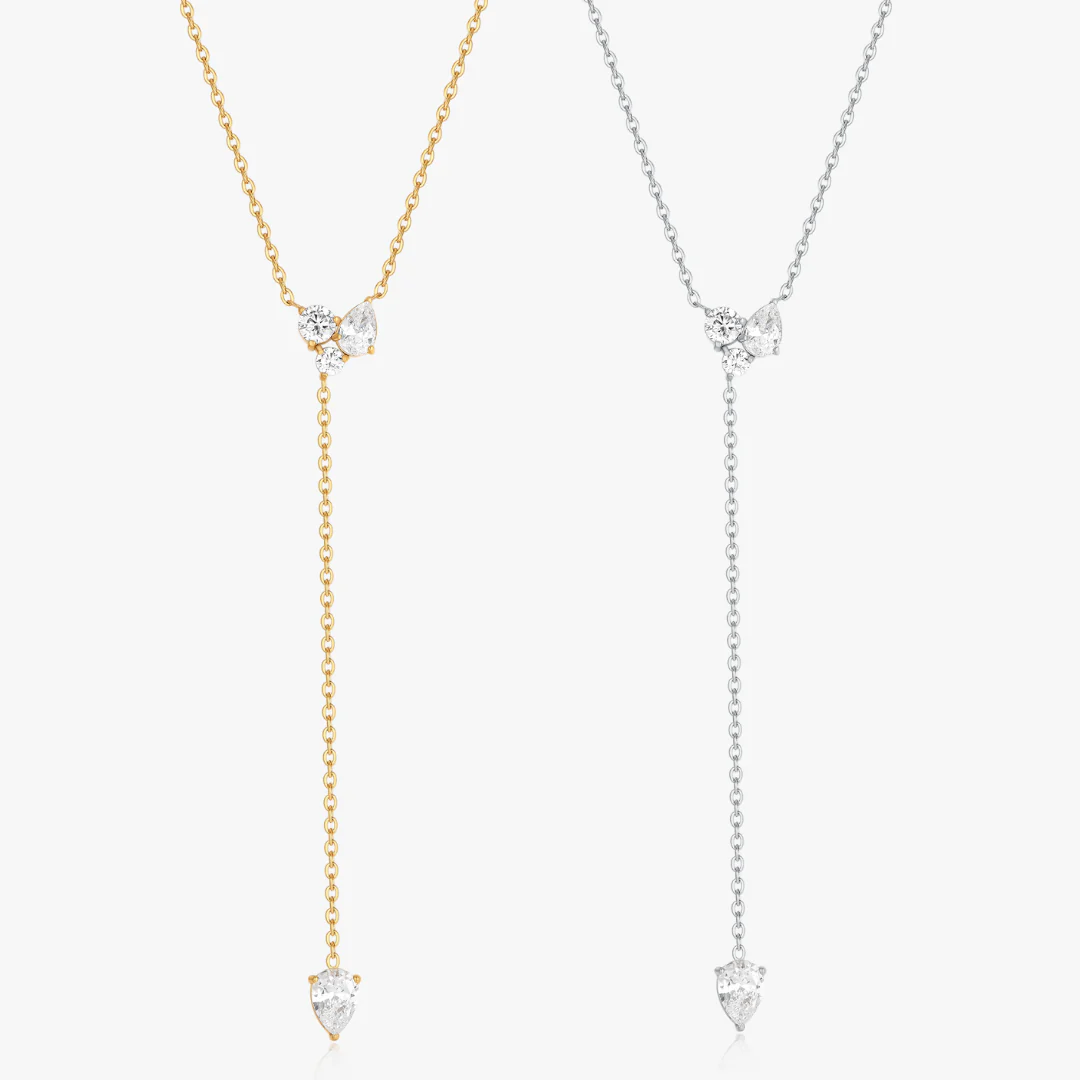 Lariat Cluster Gems Necklace