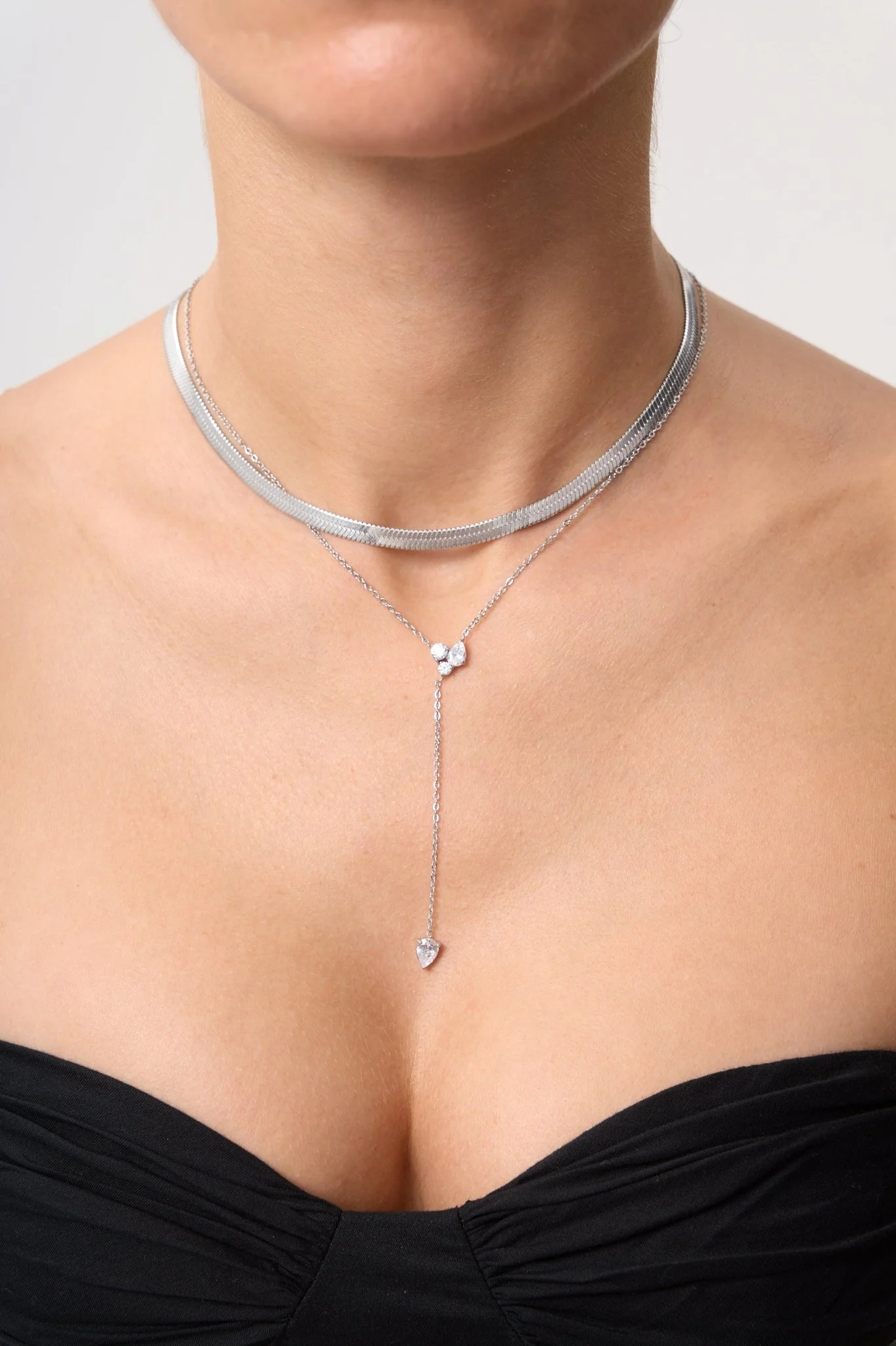 Lariat Cluster Gems Necklace - Image 2