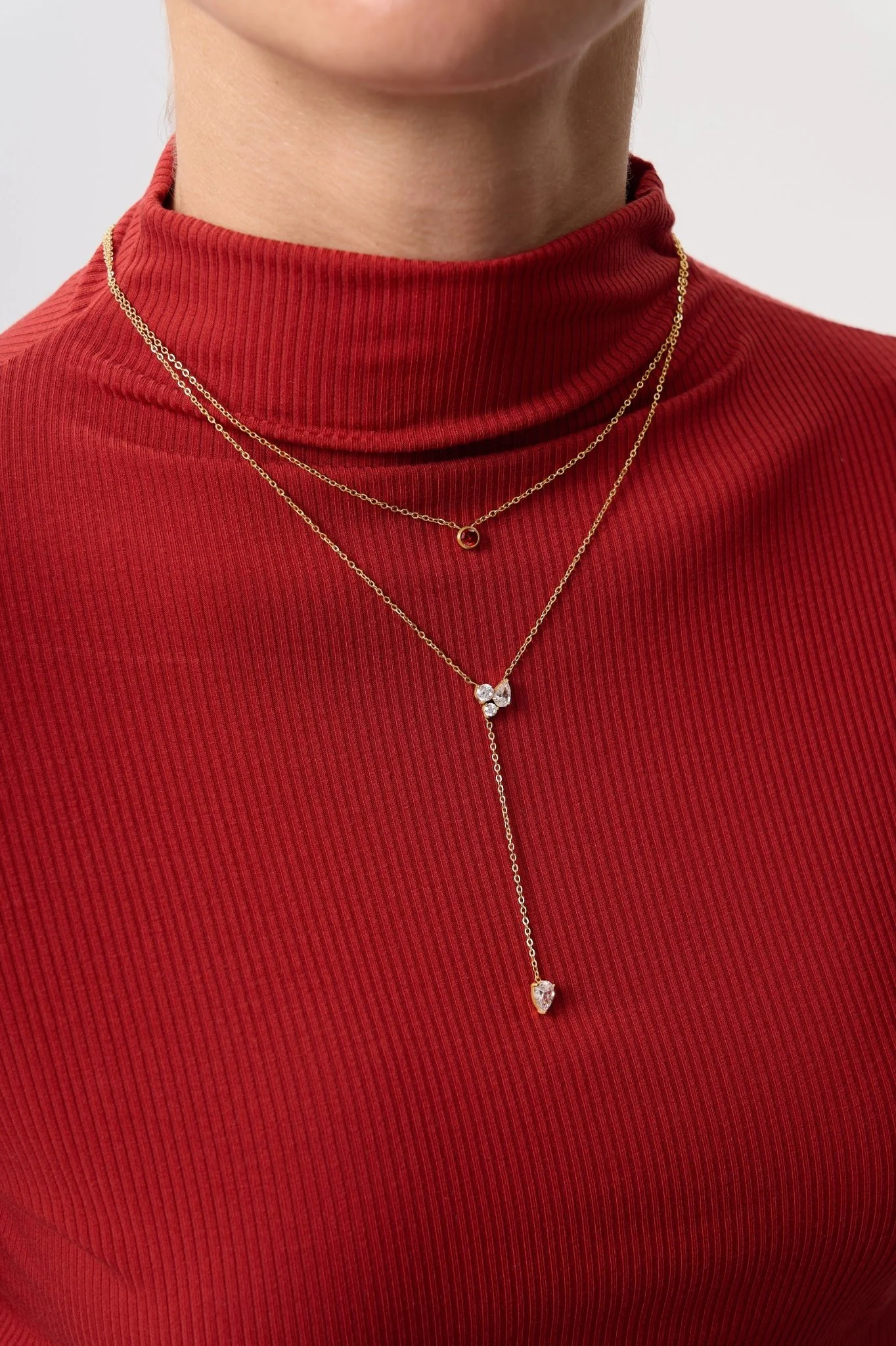Lariat Cluster Gems Necklace - Image 4