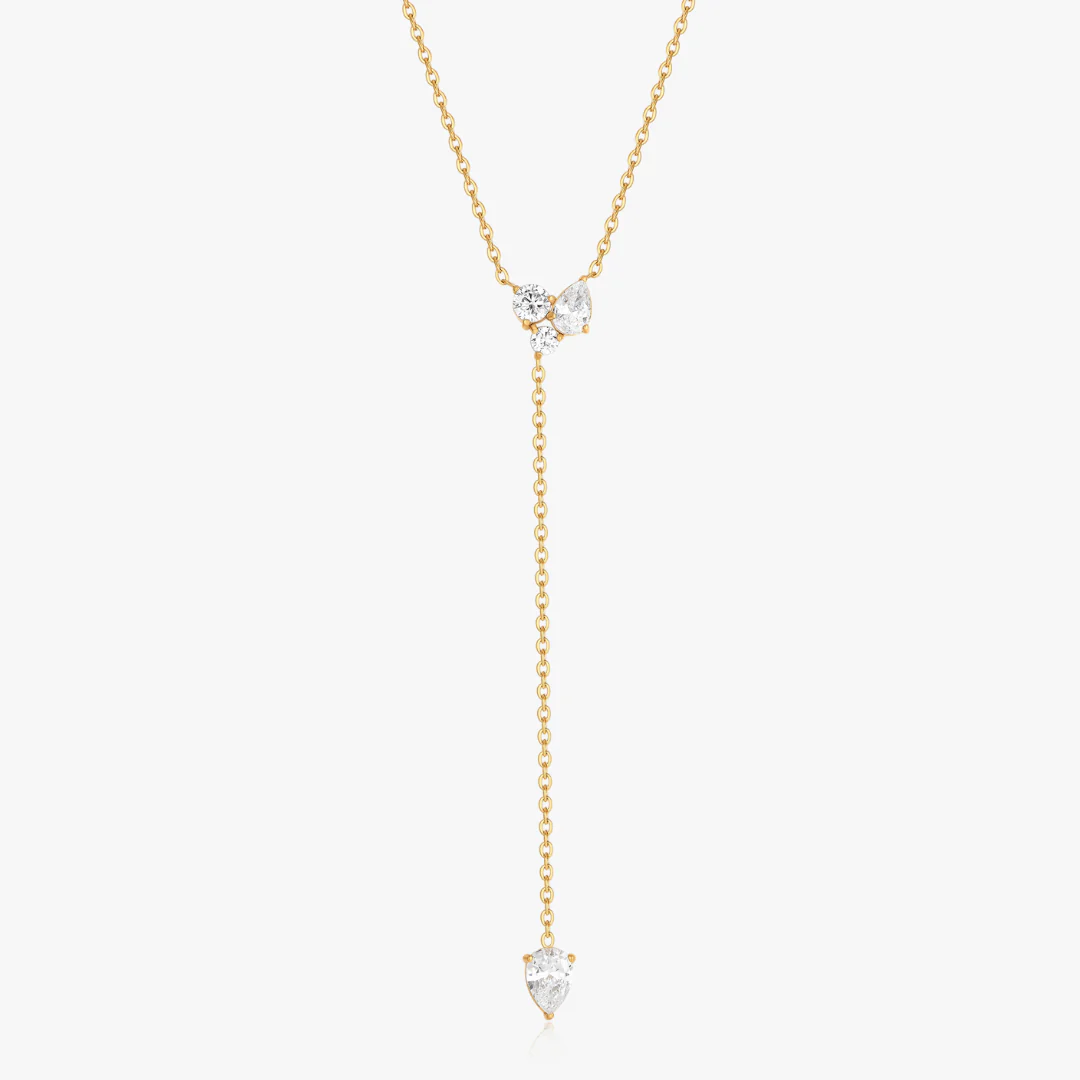 Lariat Cluster Gems Necklace - Image 5