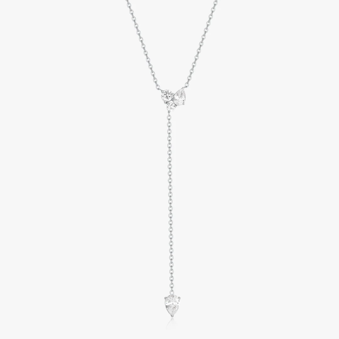 Lariat Cluster Gems Necklace - Image 6