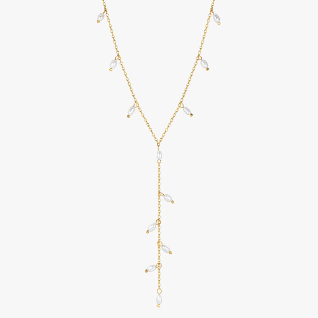 Lariat Mini Pearls Necklace - Image 4