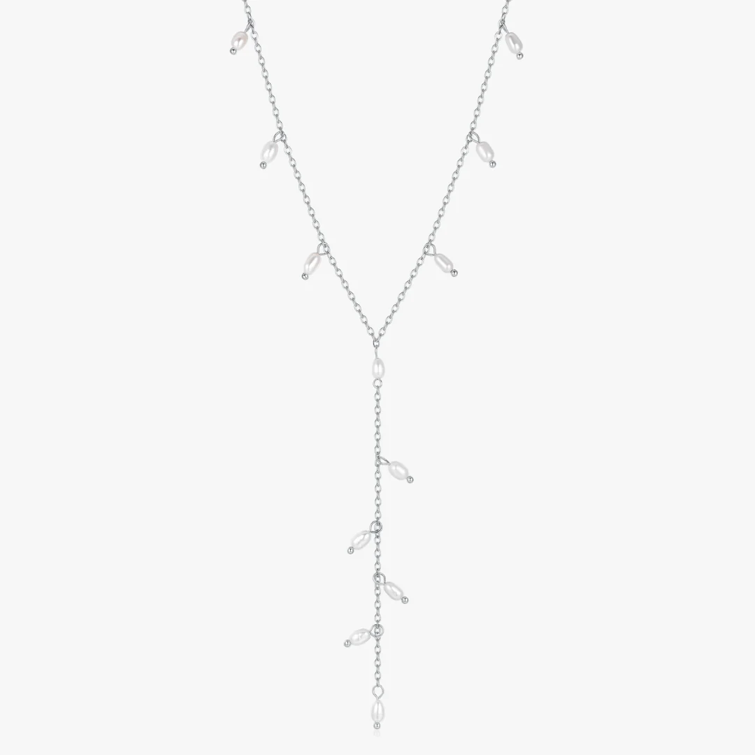 Lariat Mini Pearls Necklace - Image 5