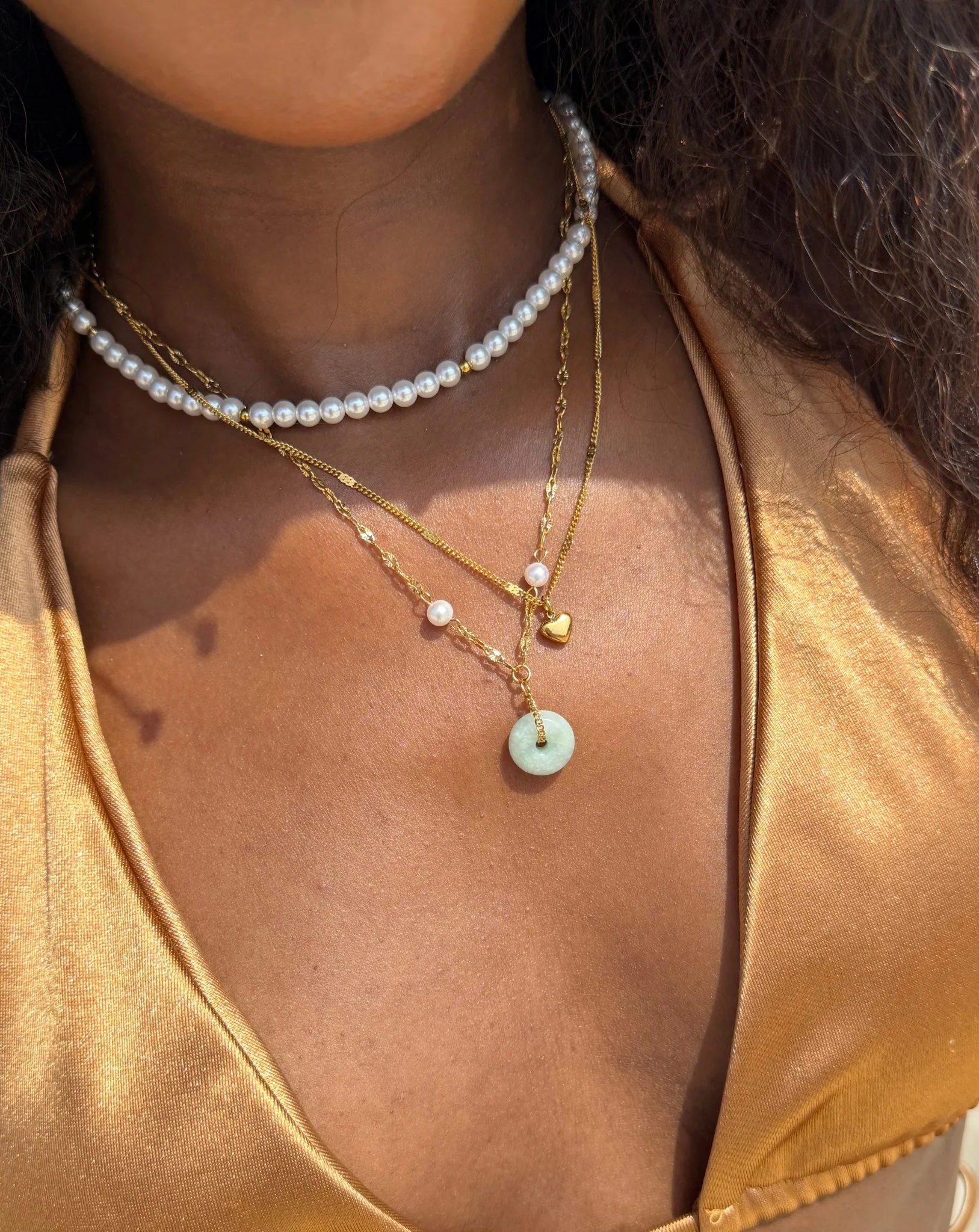 Layered Mini Heart Pearl Necklace - Image 2