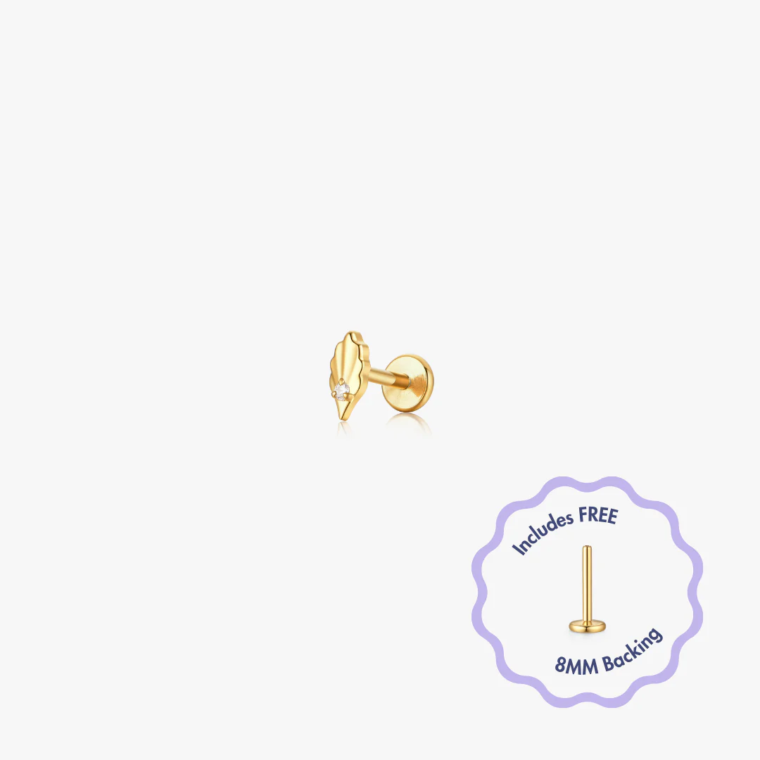 Leaf Titanium Flat Back Stud (Single) - Image 3