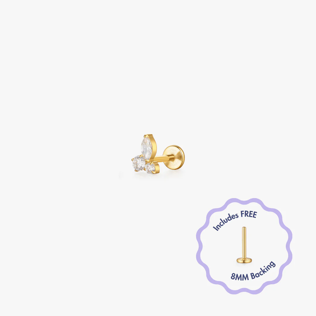 Mara Trio Gem Titanium Flat Back Stud (Single) - Image 3
