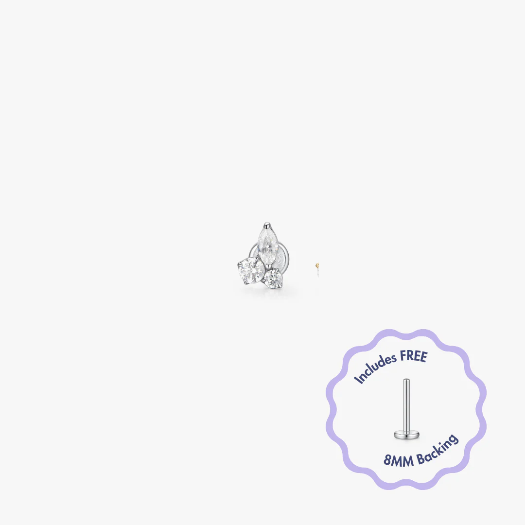 Mara Trio Gem Titanium Flat Back Stud (Single) - Image 4