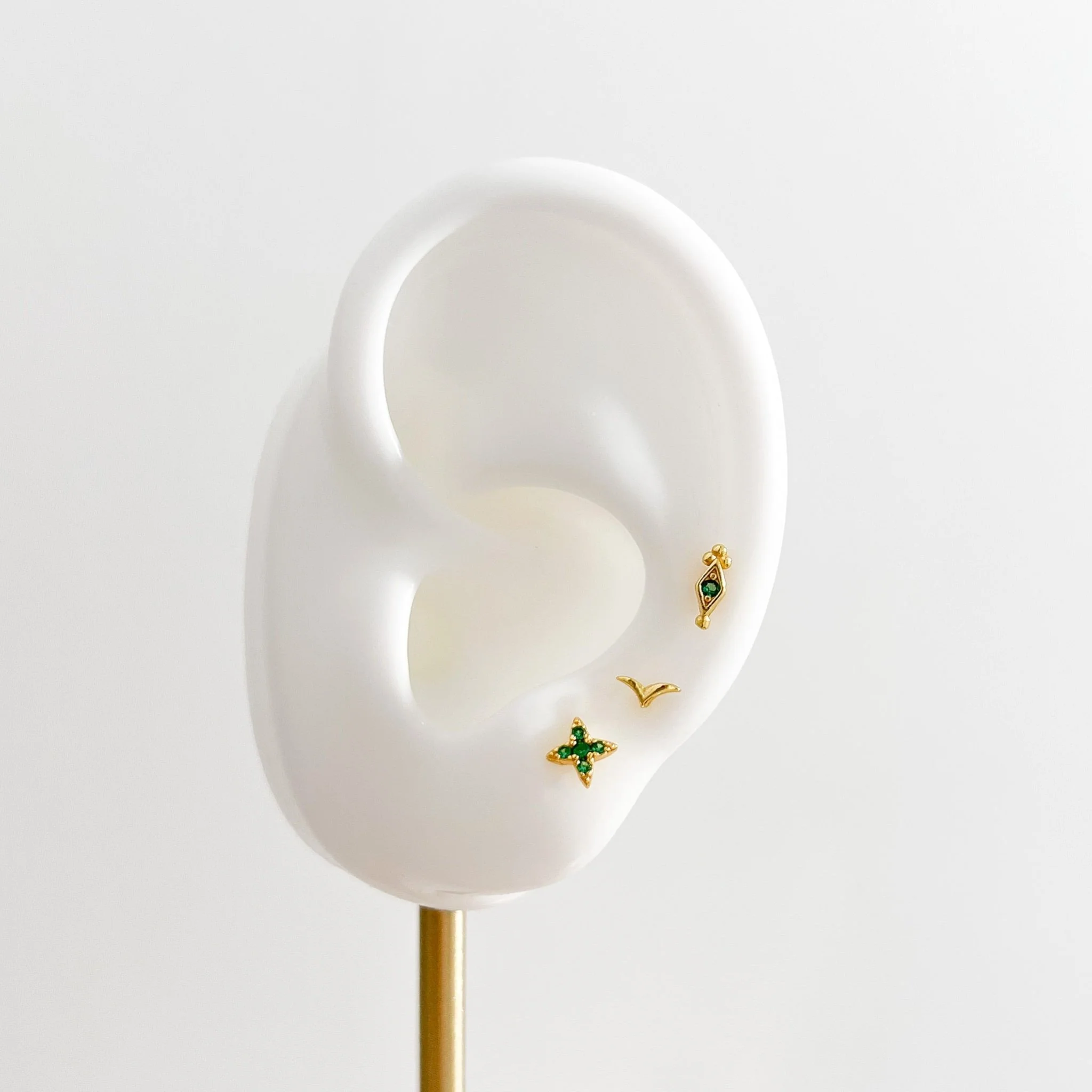 Micro Seagull Studs in Gold - Image 4