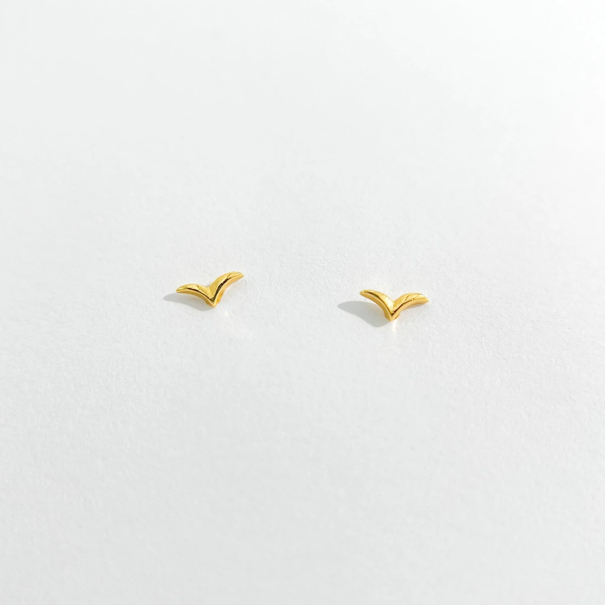 Micro Seagull Studs in Gold - Image 6