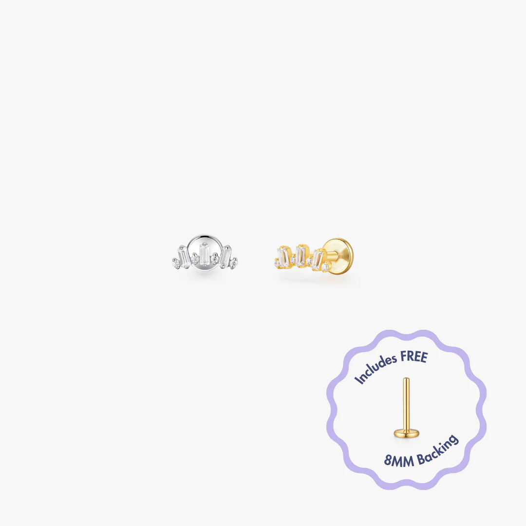 Mini Crown Titanium Flat Back Stud (Single)