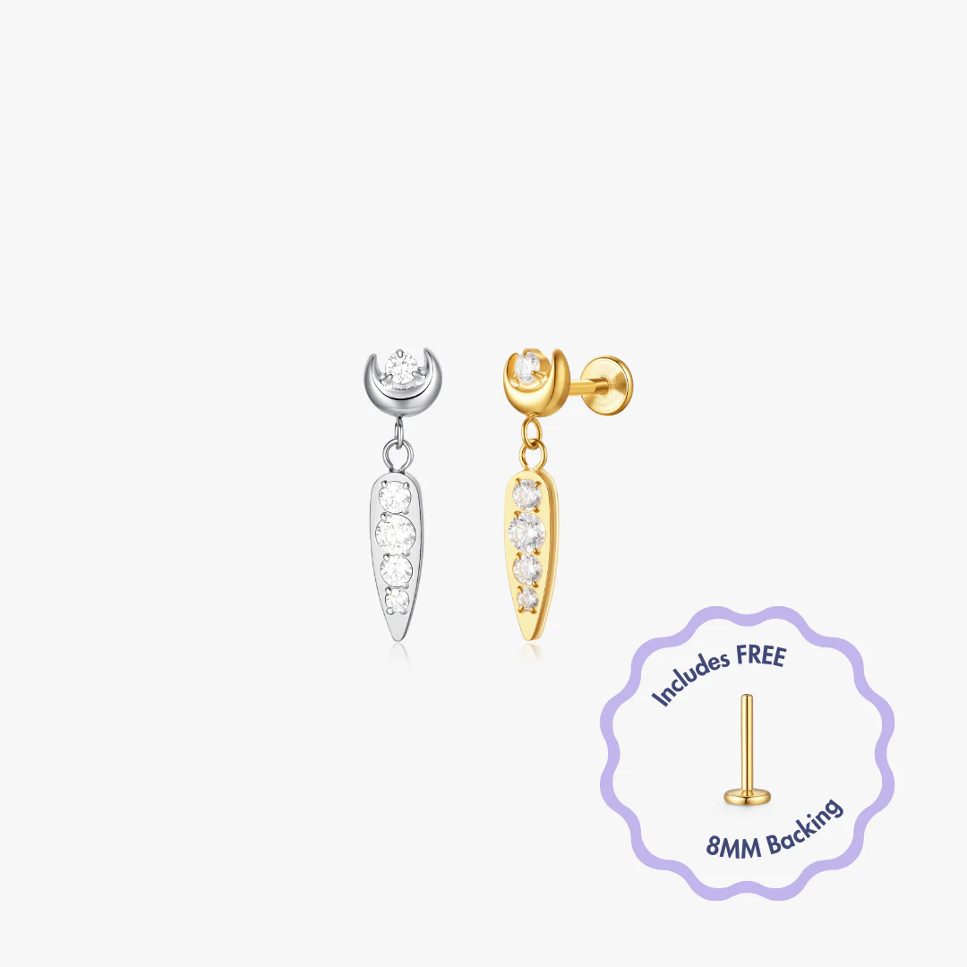 Moonlight Titanium Flat Back Stud (Single)