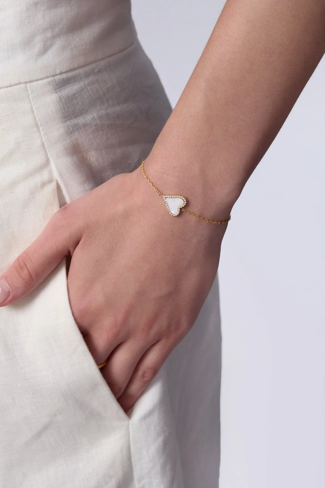 Mother of Pearl Pave Heart Bundle in Gold - Image 2