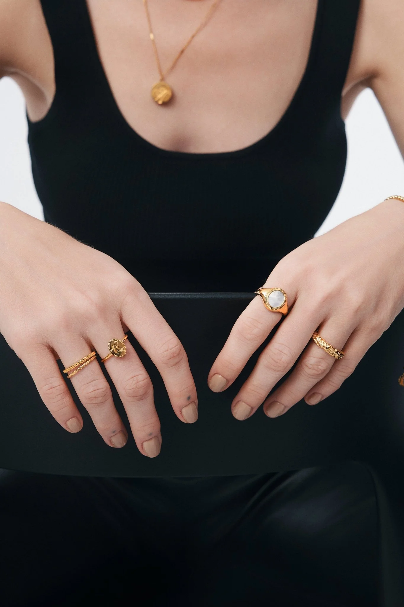 Mother of Pearl Signet Ring (Unisex) - Image 3