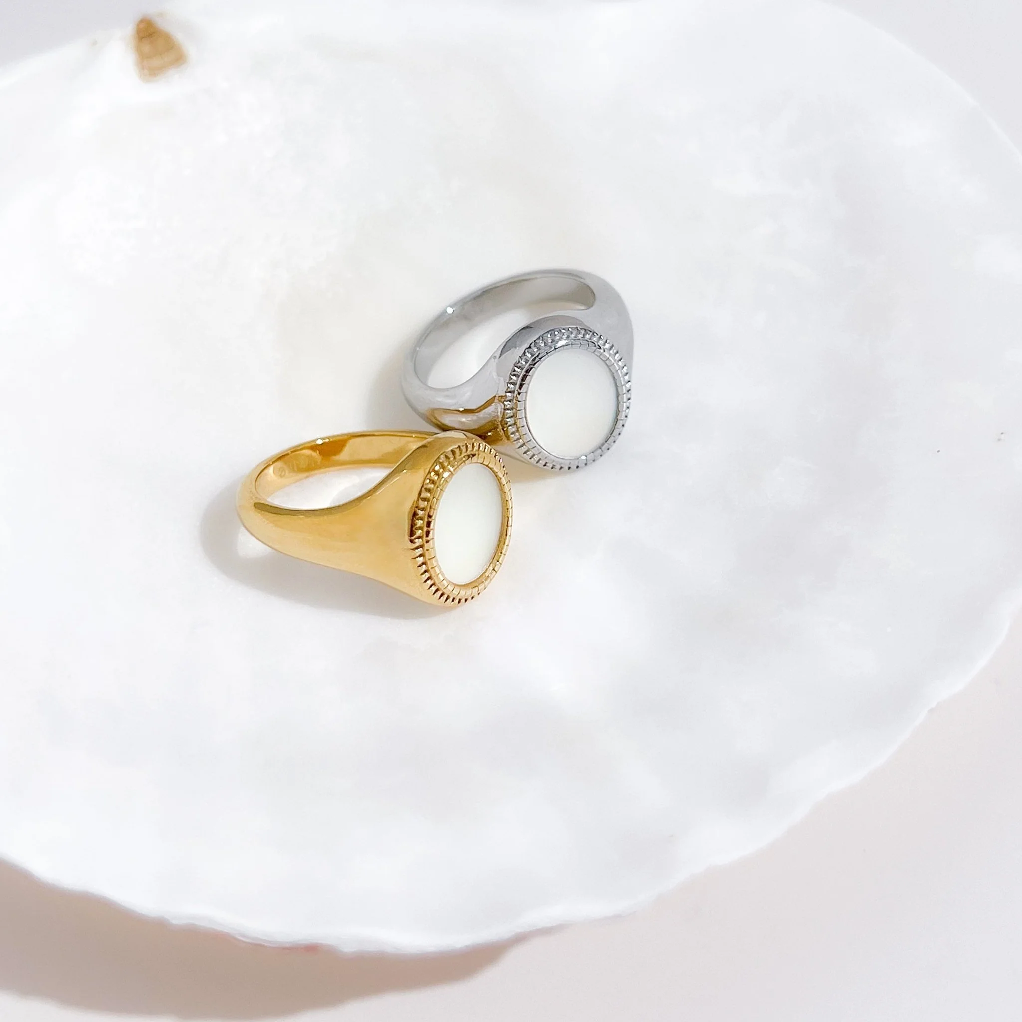 Mother of Pearl Signet Ring (Unisex) - Image 9
