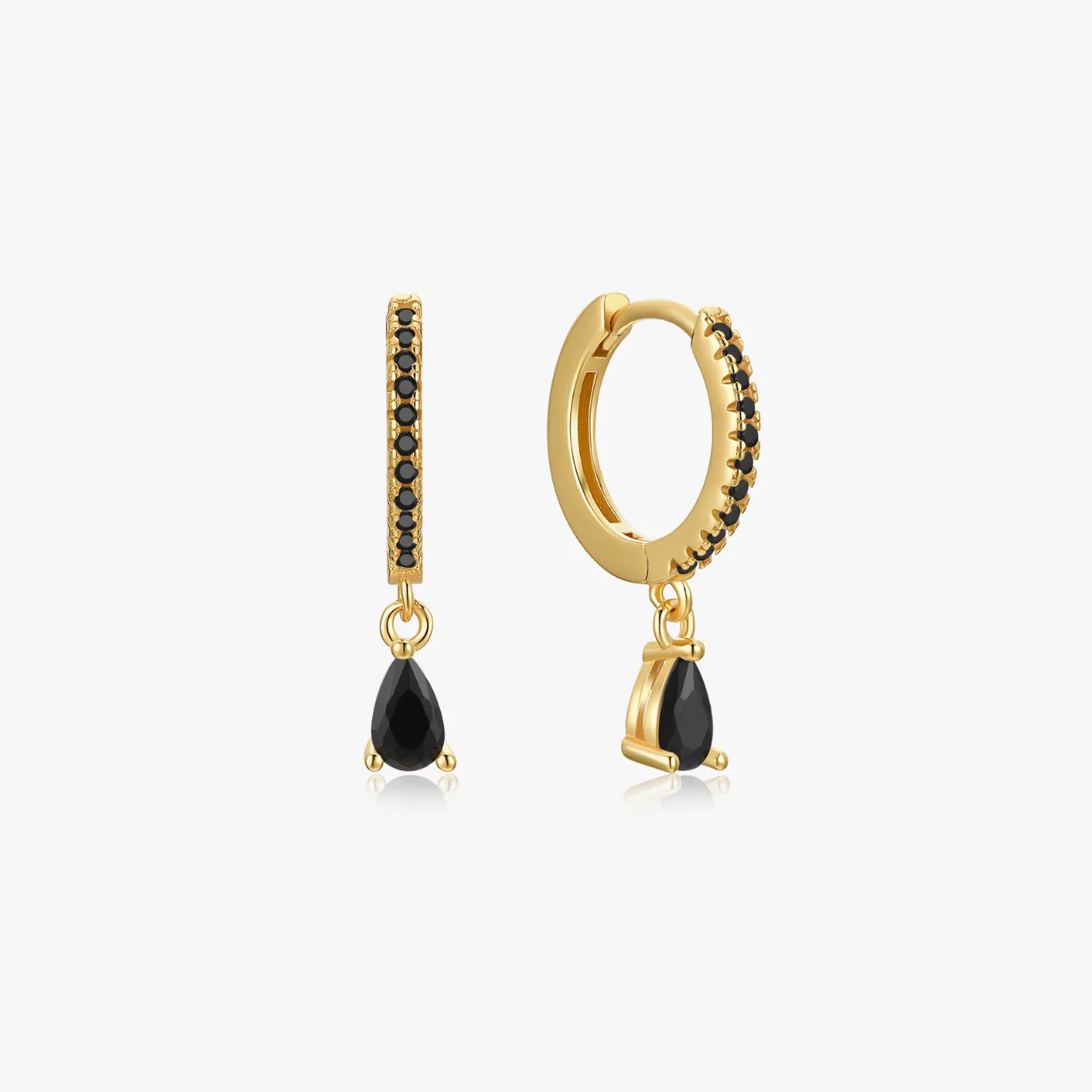 Black Tear Drop Sterling Huggies - Image 5