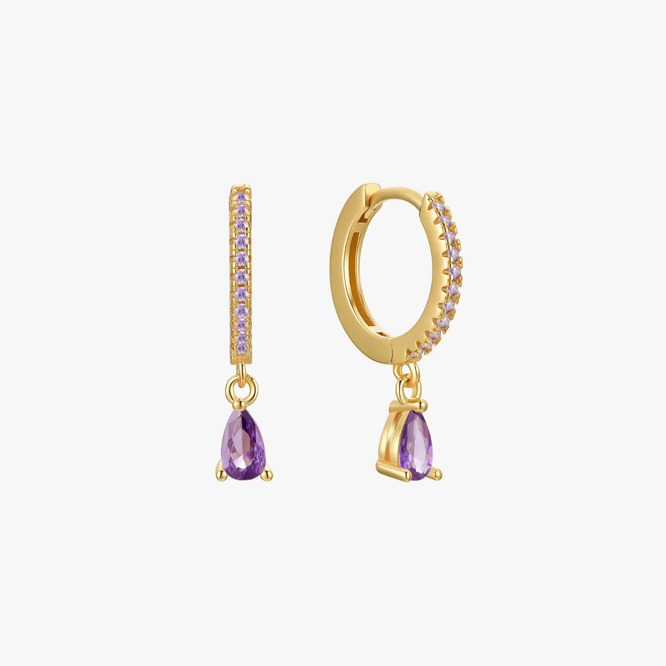 Purple Tear Drop Sterling Huggies - Image 4