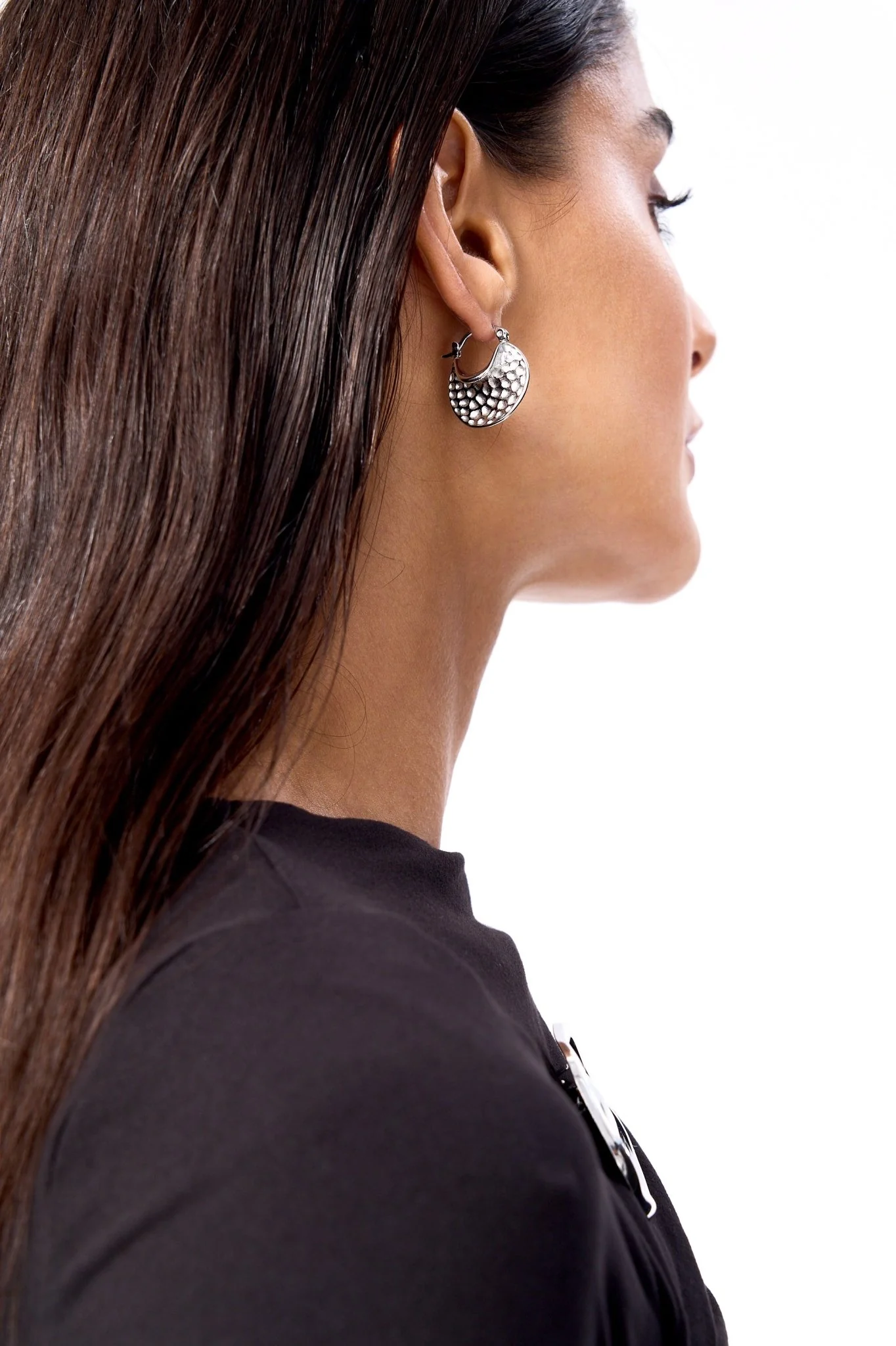 Nia Hammered Bold Hoops - Image 3