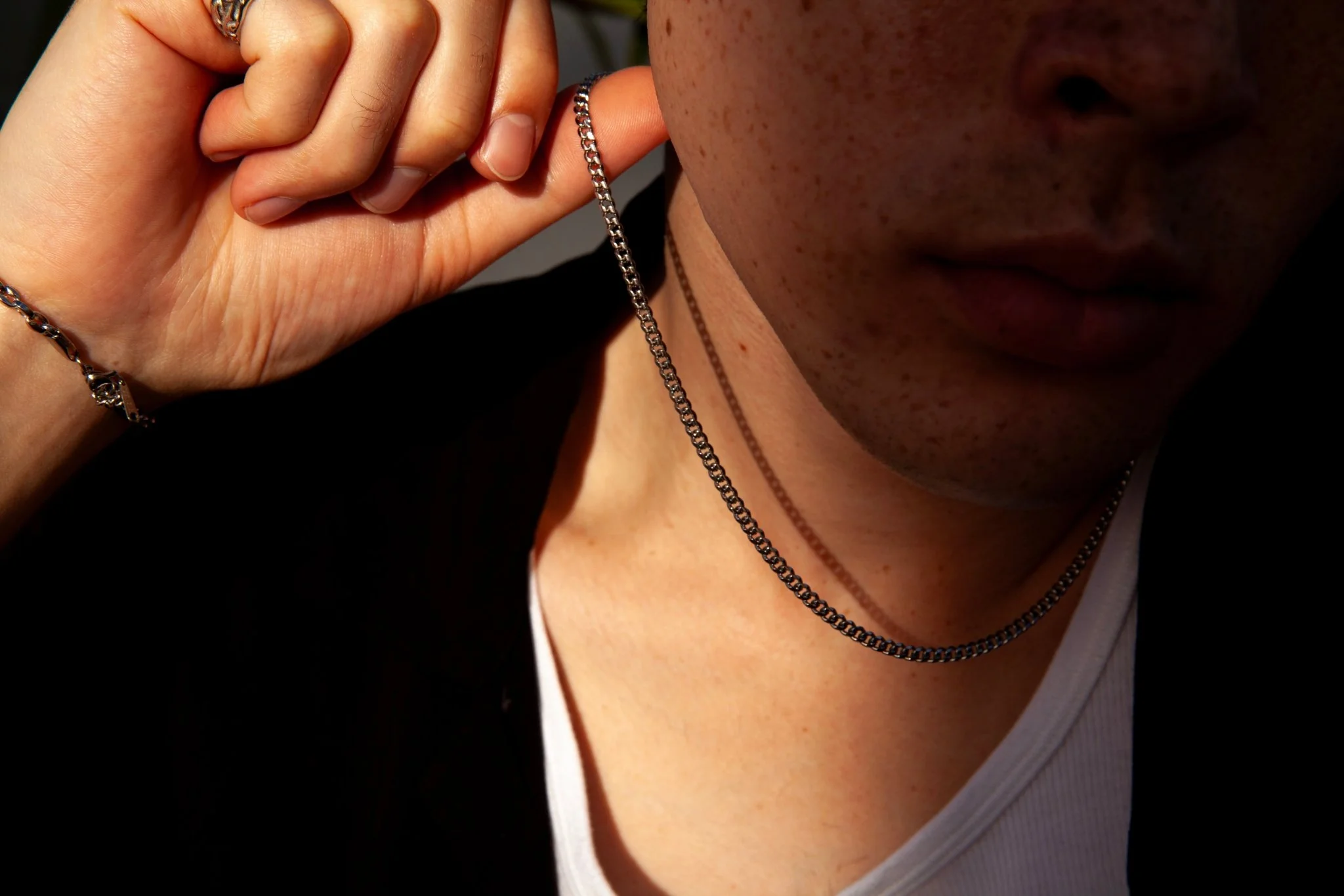 Thin Curb Silver Chain (Unisex) - Image 3