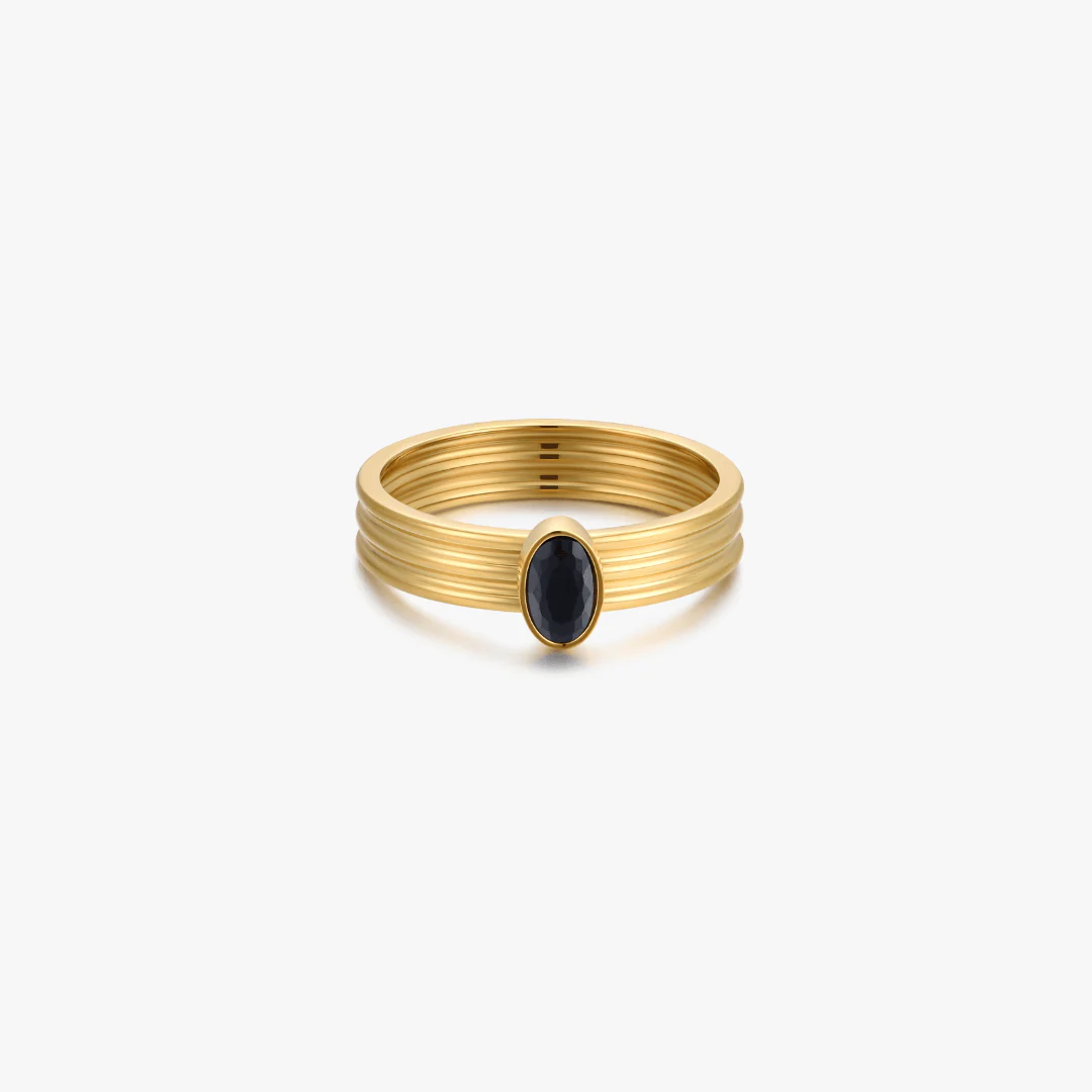 Oval Black Gem Ring - Image 4