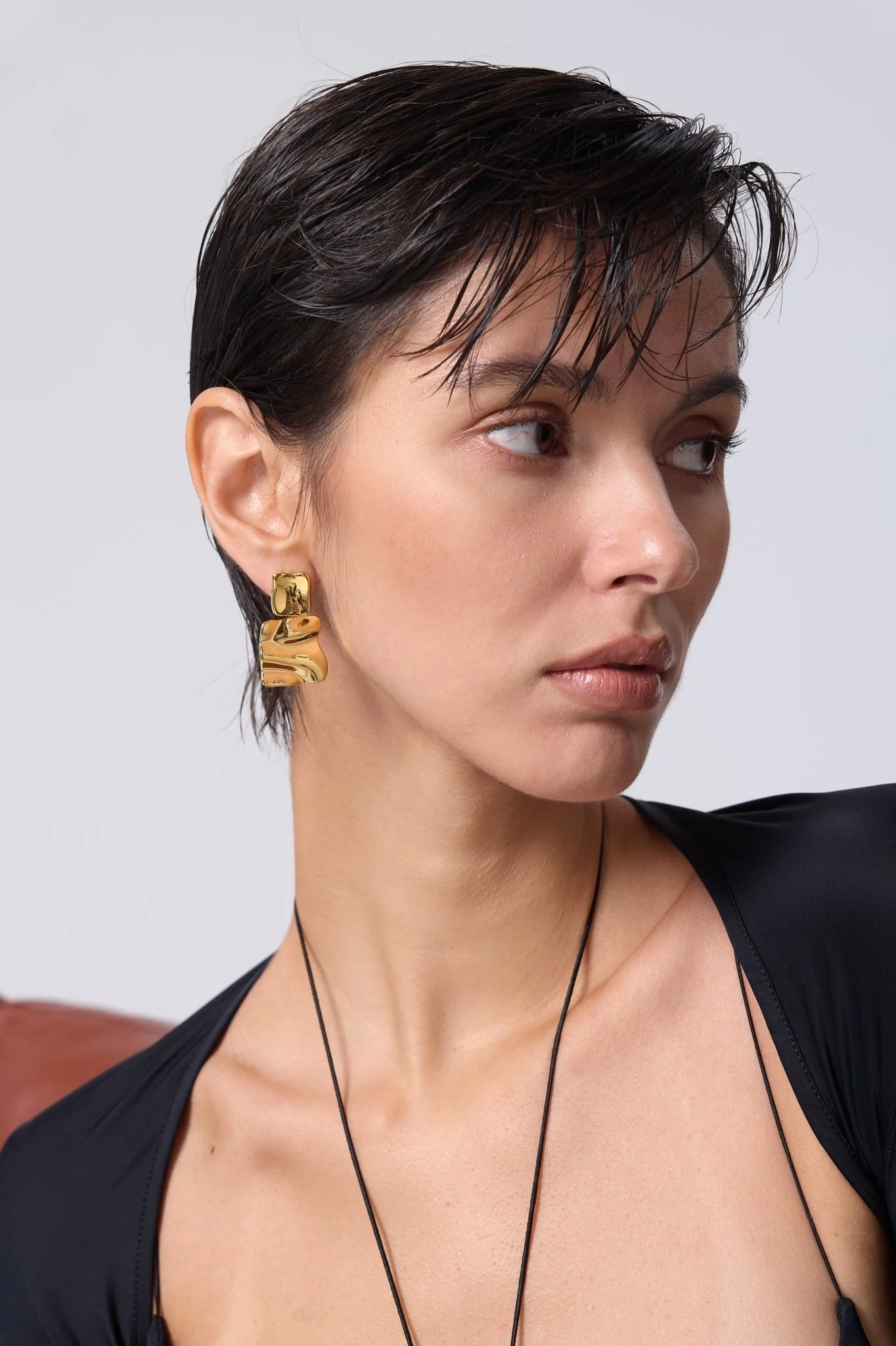 Paige Organic Rectangle Drop Earrings - Image 2