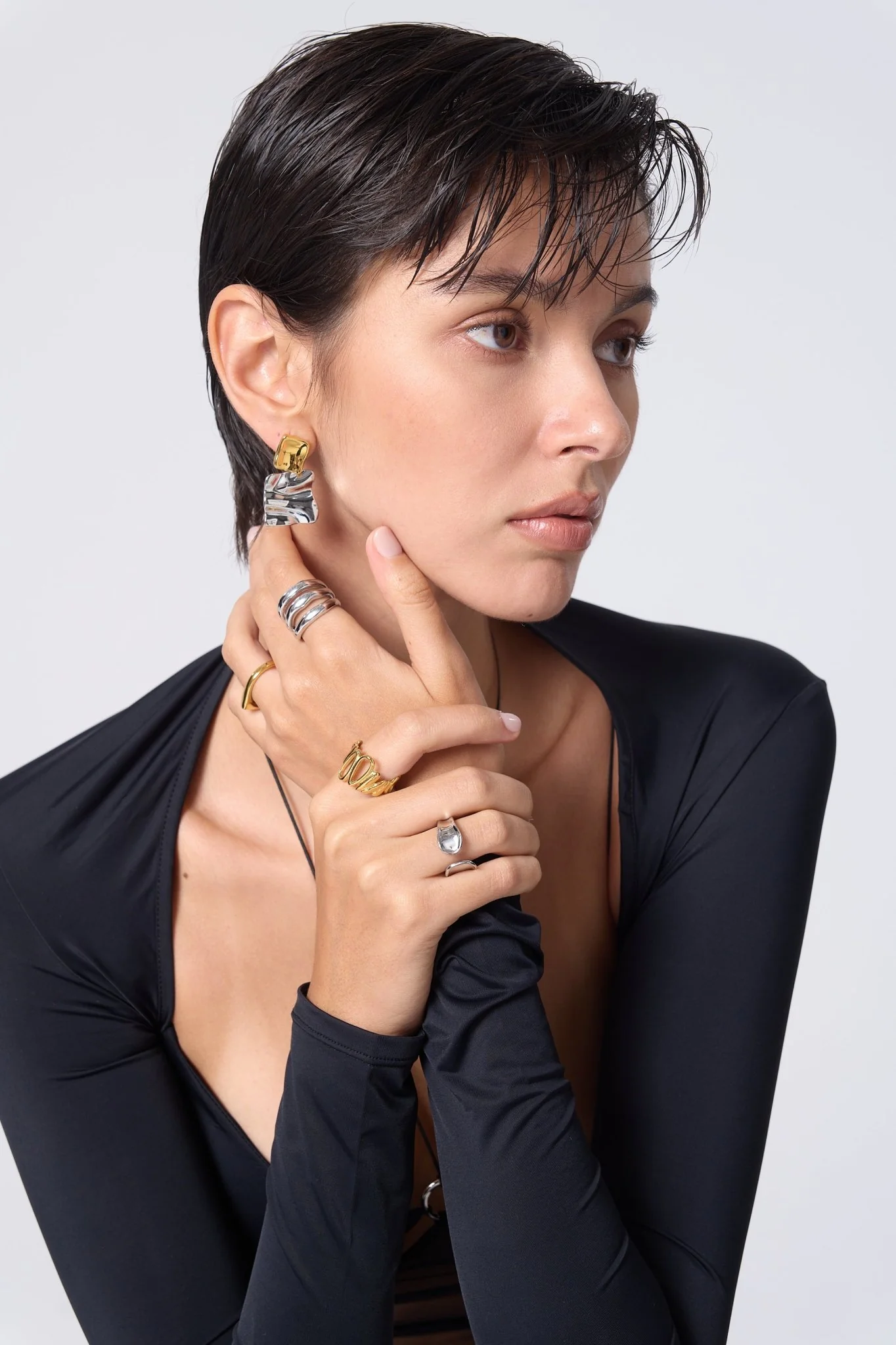 Paige Organic Rectangle Drop Earrings - Image 3