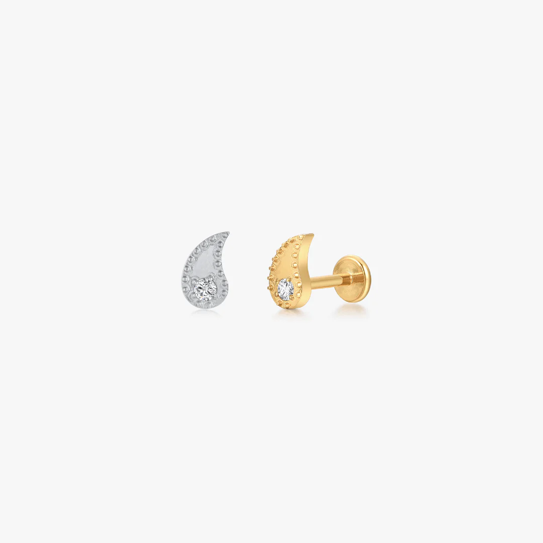 Paisley Titanium Flat Back Stud (Single)