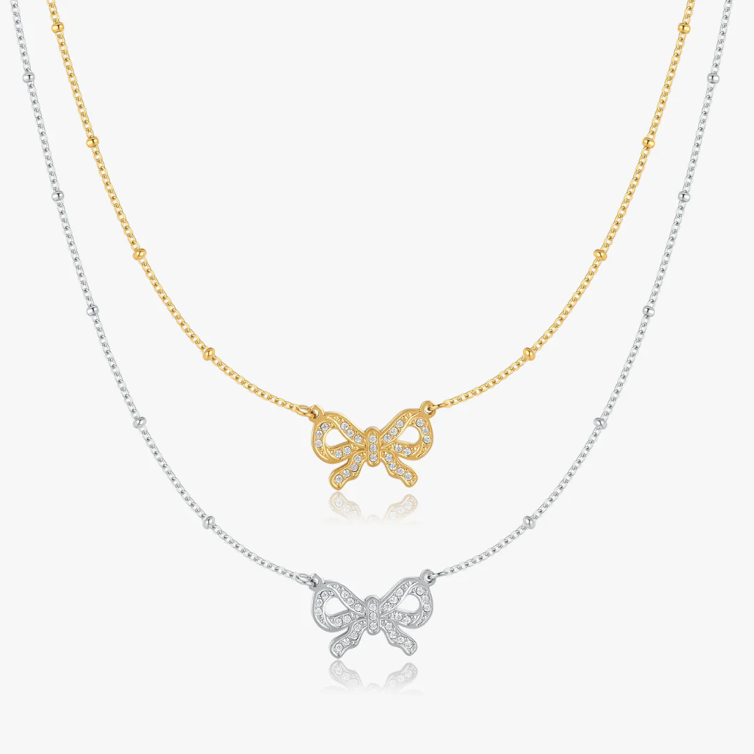 Pave Bow Necklace