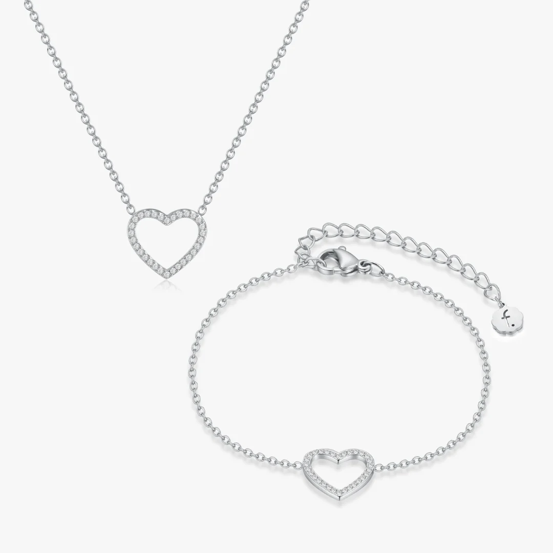 Pave Heart Silver Bundle