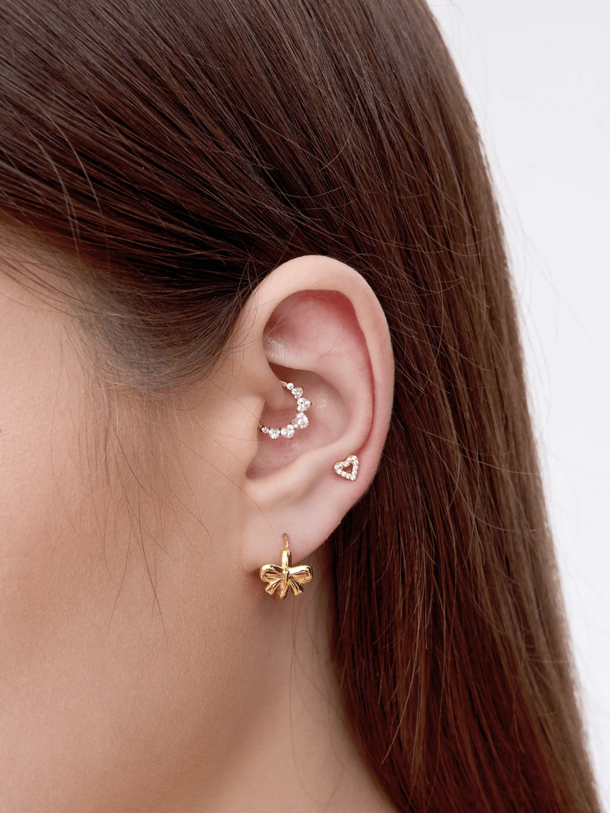Pave Heart Titanium Flat Back Stud (Single) - Image 3