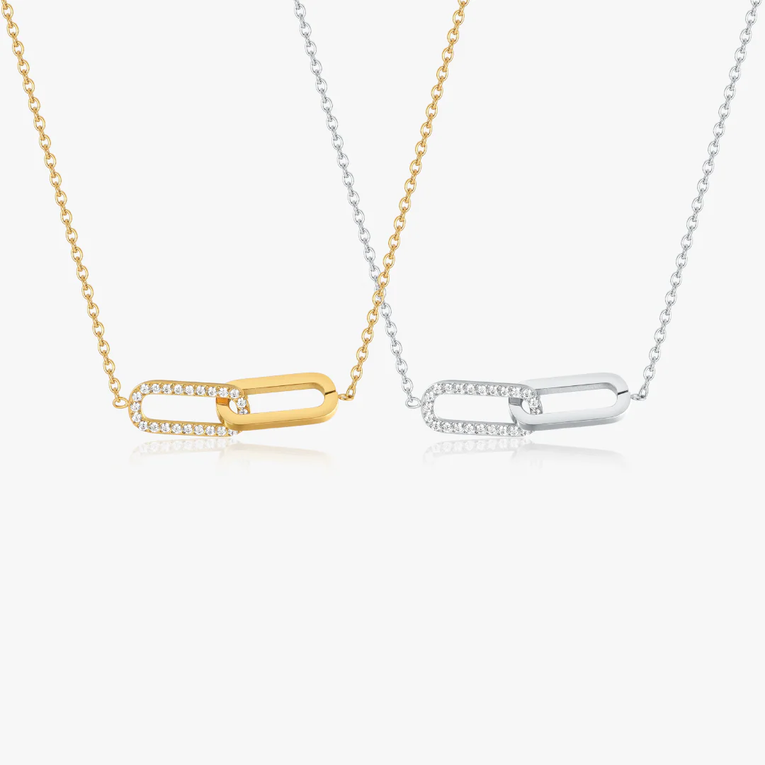Pave Intertwined Links Necklace