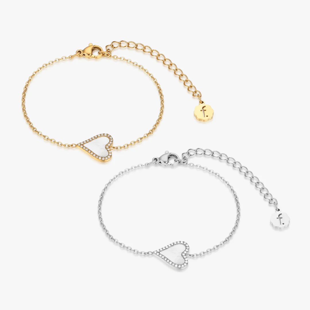 Pave Mother of Pearl Heart Bracelet