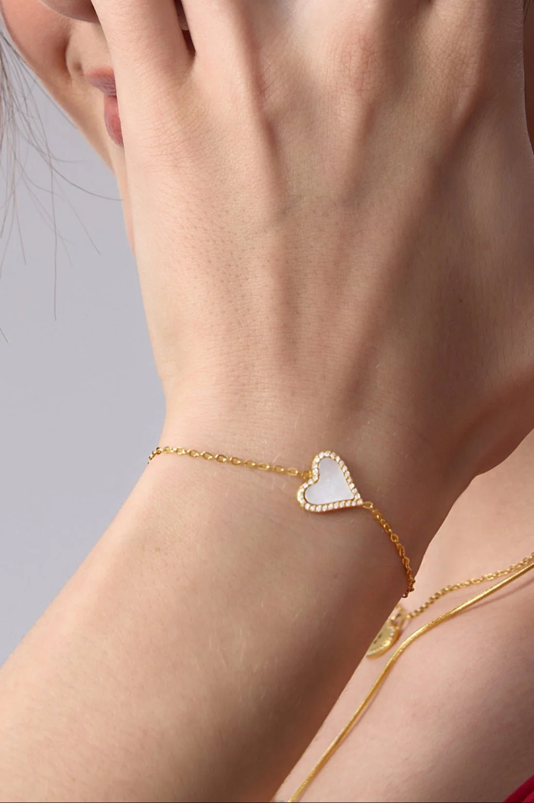 Pave Mother of Pearl Heart Bracelet - Image 4