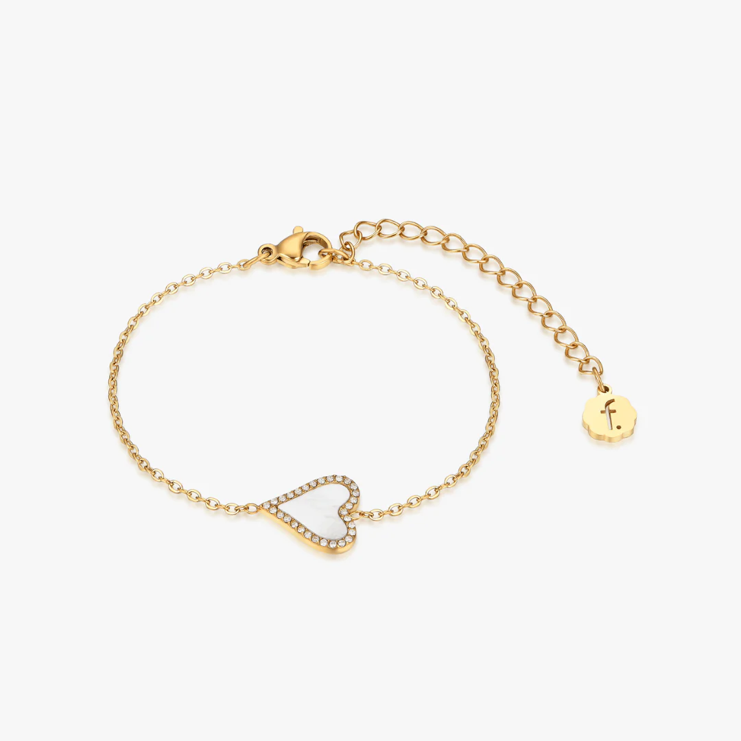 Pave Mother of Pearl Heart Bracelet - Image 5