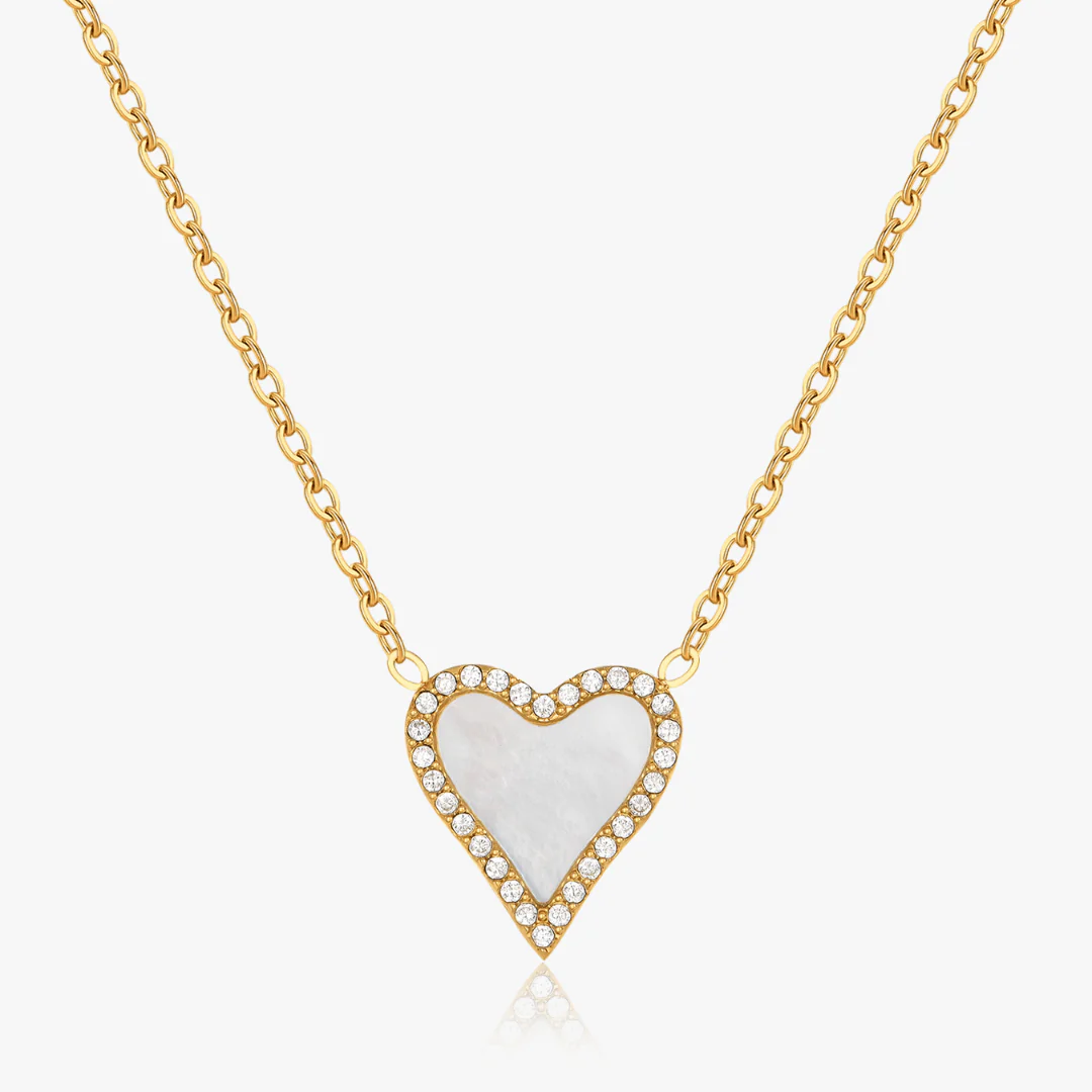 Pave Mother of Pearl Heart Necklace - Image 5