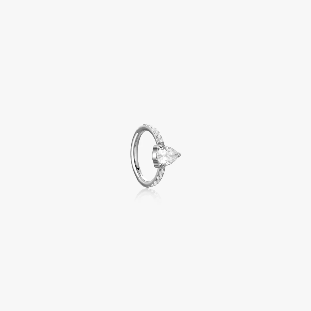 Pave Pear Gem Clicker Hoop - Image 4