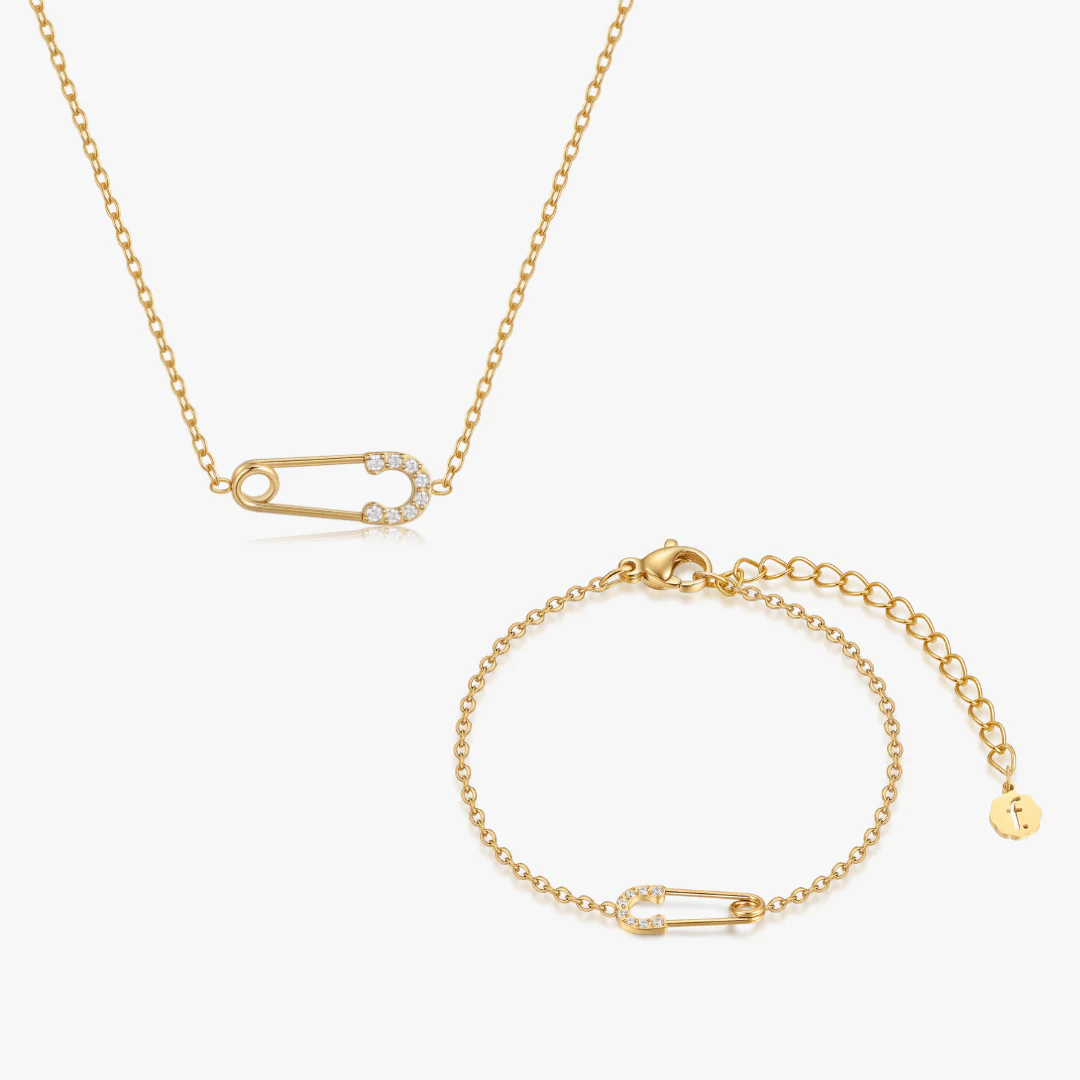 Pave Safety Pin Gold Bundle