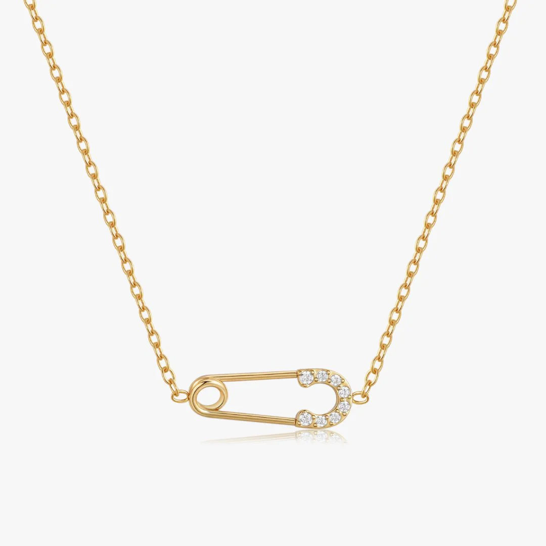 Pave Safety Pin Necklace - Image 4