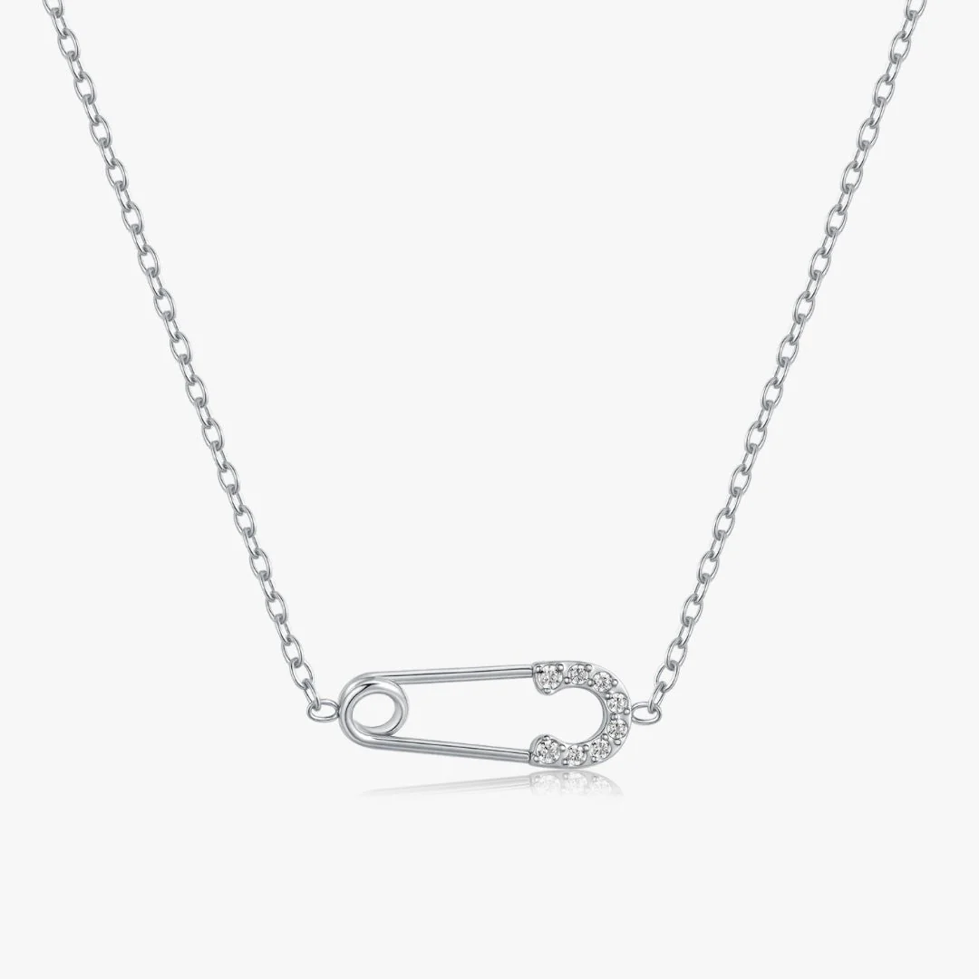Pave Safety Pin Necklace - Image 5