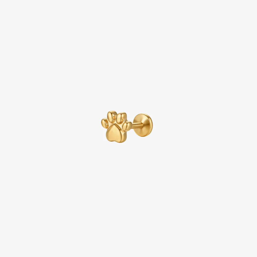 Paw Titanium Flat Back Stud (Single) (Pawsitive Change Collection) - Image 3