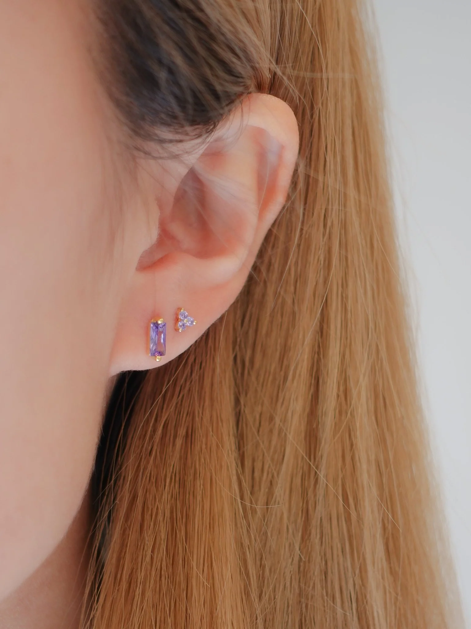 Purple Twinkle Sterling Studs in Gold - Image 3