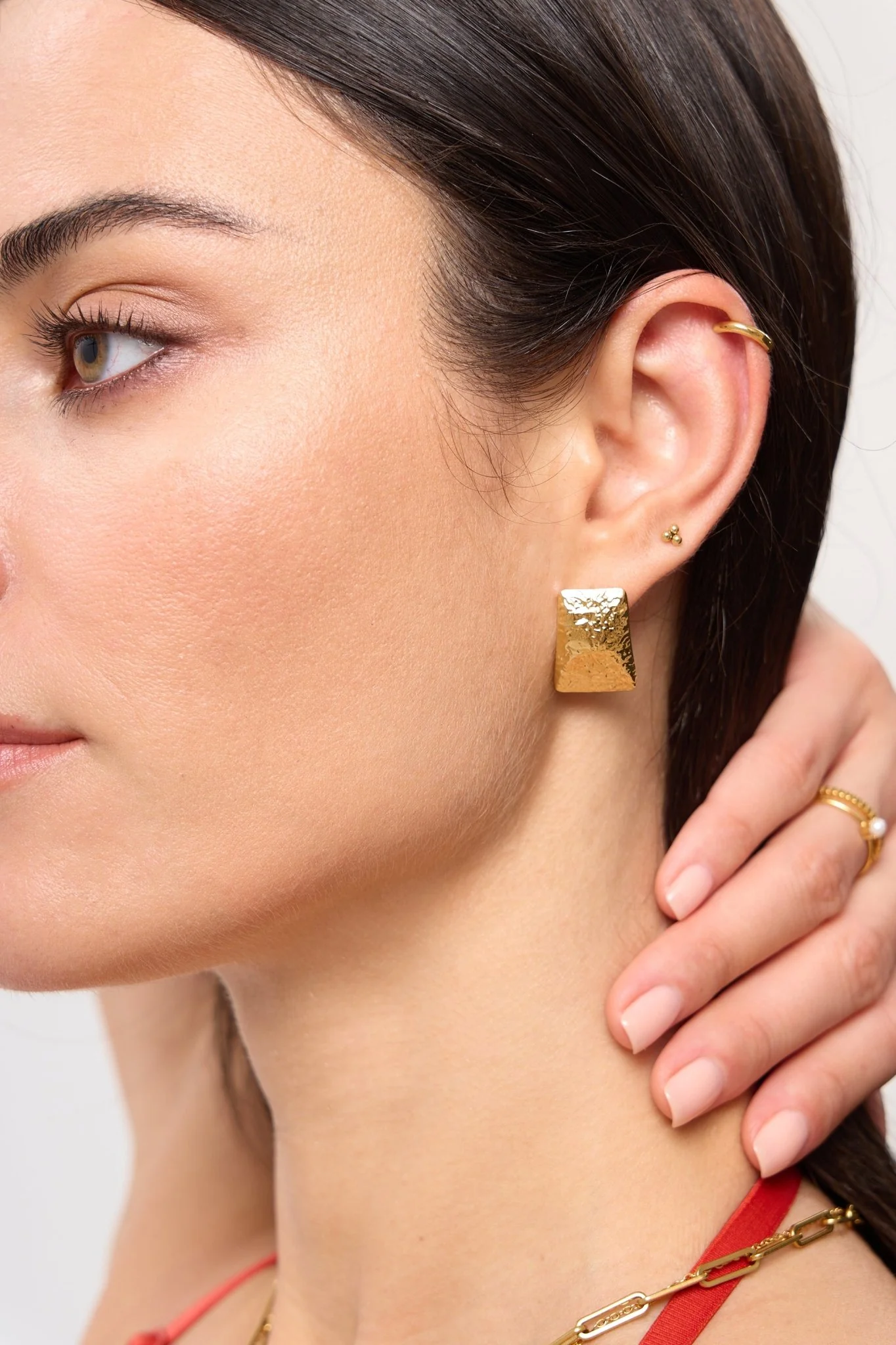 Rectangle Hammered Earrings - Image 2