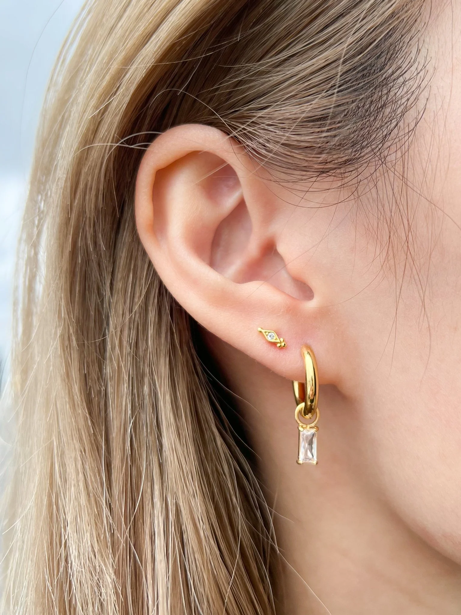 Rectangle Hoop Charms in Gold - Image 3