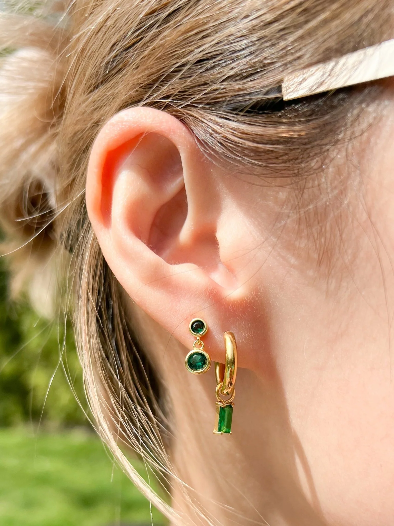 Rectangle Hoop Charms in Gold - Image 4