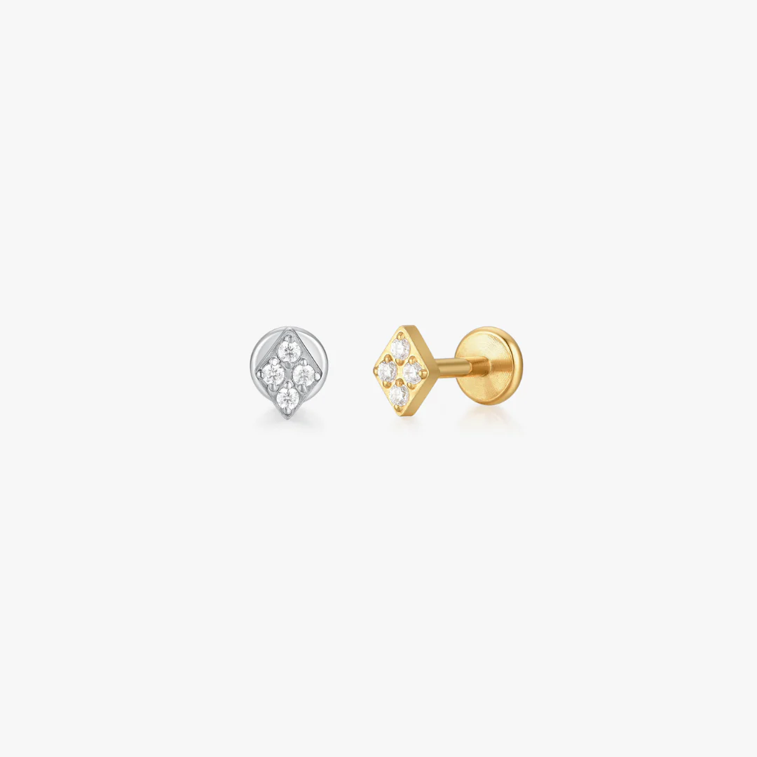 Rhombus Titanium Flat Back Stud (Single)