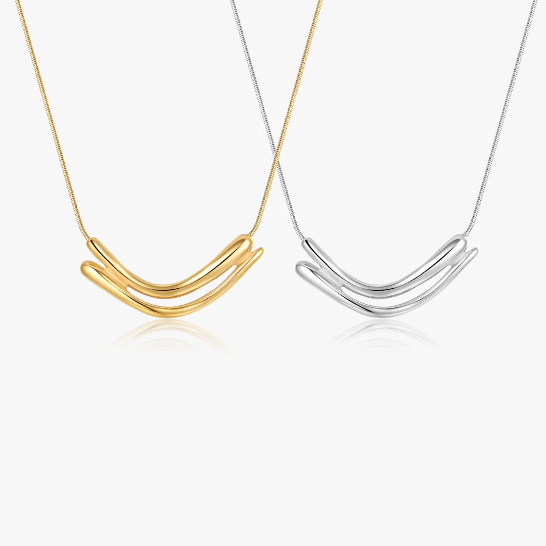 Rowan Dual Curved Bar Necklace