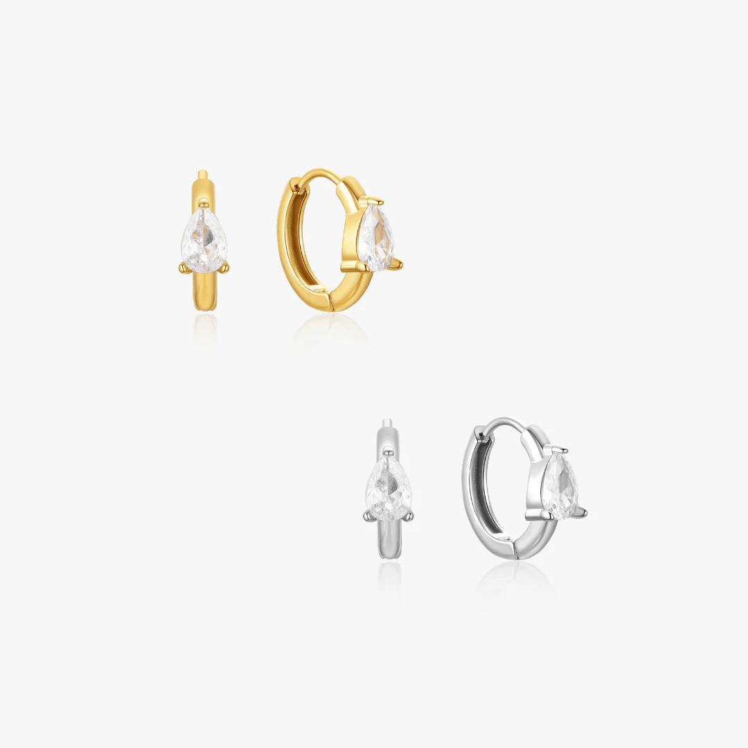 Selene Pear Gem Mini Hoops