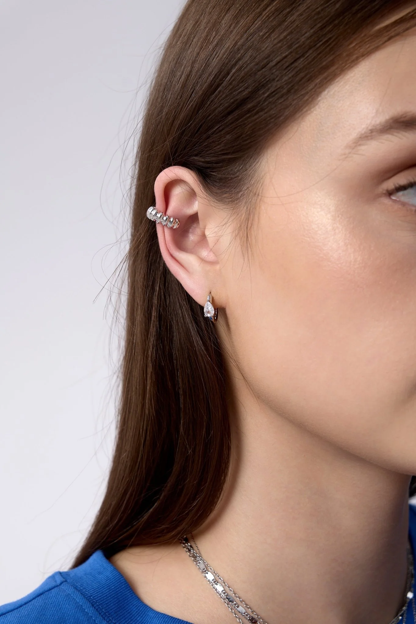 Selene Pear Gem Mini Hoops - Image 2