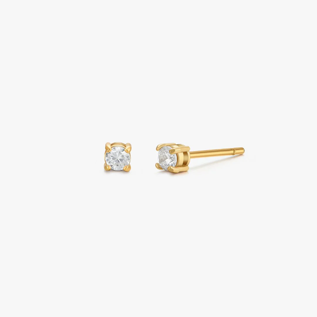 Simple CZ Studs in Gold - Image 12